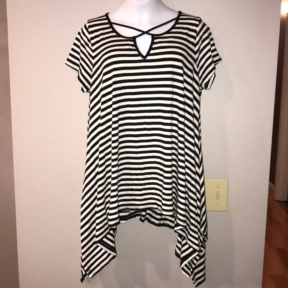 Umgee Black and White Striped Top